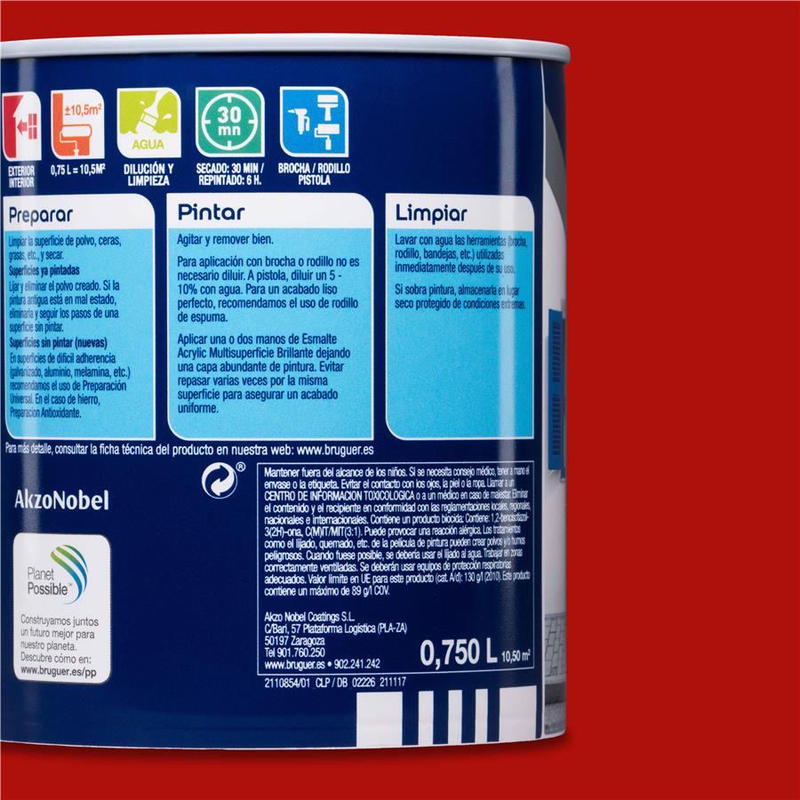 Esmalte Acryllic Multisuperficie Brillante Berbellón 0,750L