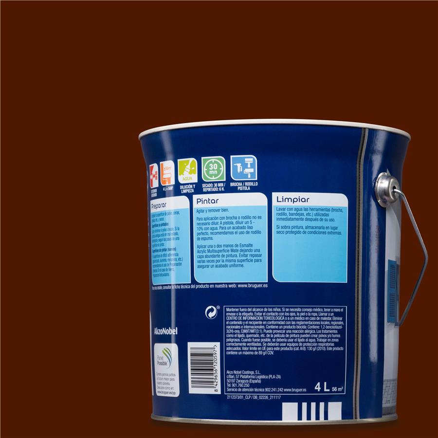 Esmalte Acryllic Multisuperficie Brillante Pardo 4L