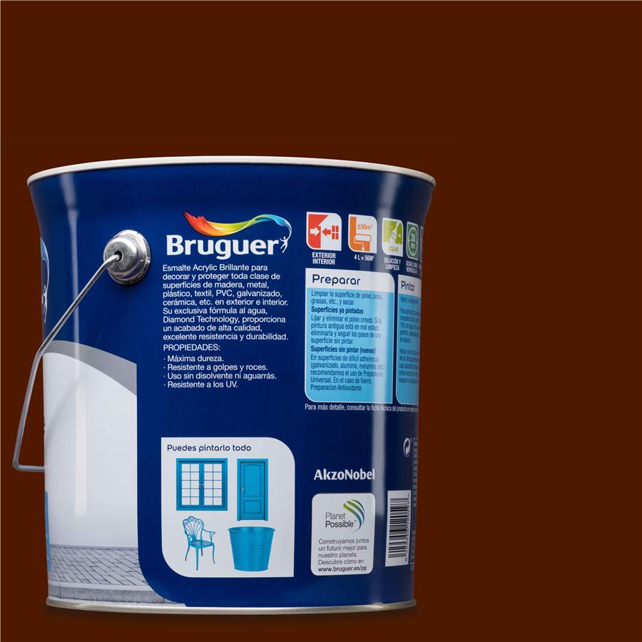 Esmalte Acryllic Multisuperficie Brillante Pardo 4L