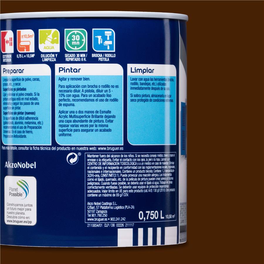 Esmalte Acryllic Multisuperficie Brillante Pardo 0,750L