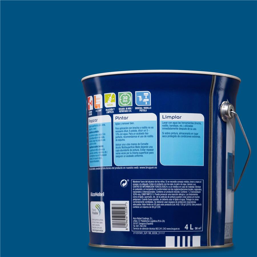 Esmalte Acryllic Multisuperficie Brillante Azul Luminoso 4L