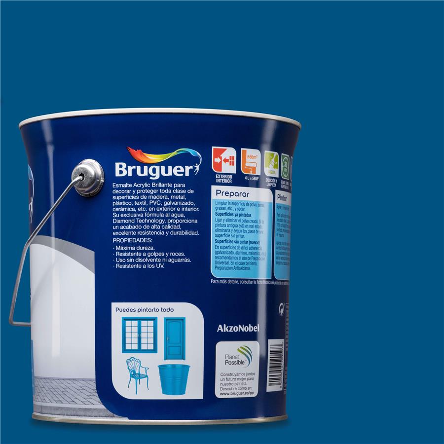 Esmalte Acryllic Multisuperficie Brillante Azul Luminoso 4L
