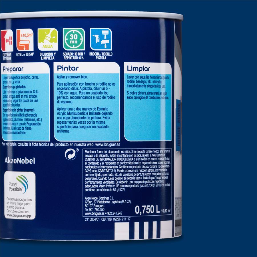 Esmalte Acryllic Multisuperficie Brillante Azul Marino 0,750L