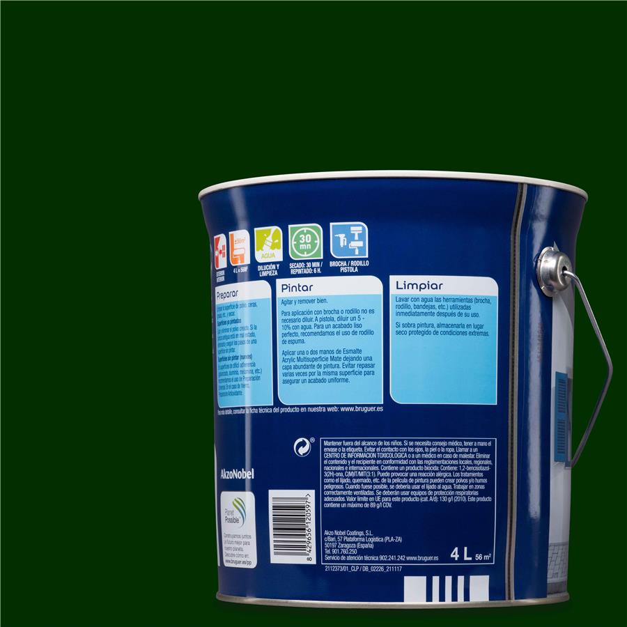Esmalte Acryllic Multisuperficie Brillante Verde Mayo 4L
