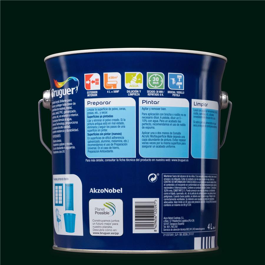 Esmalte Acryllic Multisuperficie Brillante Verde Carruajes 4L