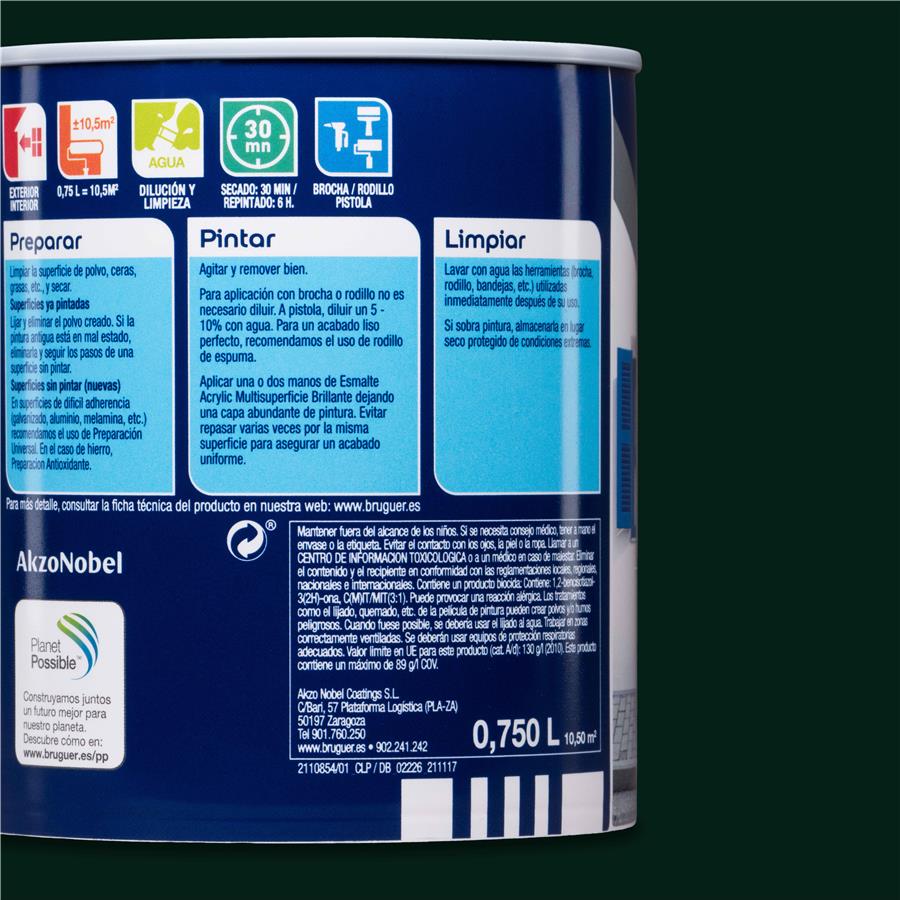 Esmalte Acryllic Multisuperficie Brillante Verde Carruajes 0,750L