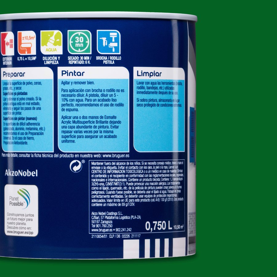 Esmalte Acryllic Multisuperficie Brillante Verde Primavera 0,750L
