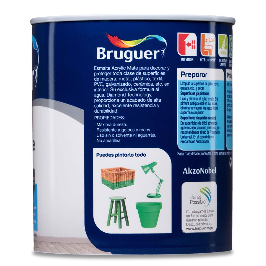 Esmalte Acryllic Multisuperficie Mate Blanco Permanente 0,750L