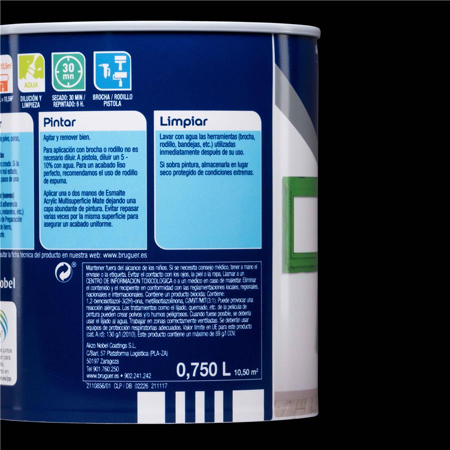 Esmalte Acryllic Multisuperficie Mate Negro 0,750L