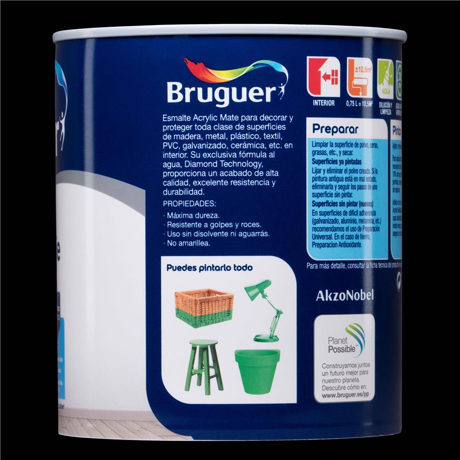 Esmalte Acryllic Multisuperficie Mate Negro 0,750L