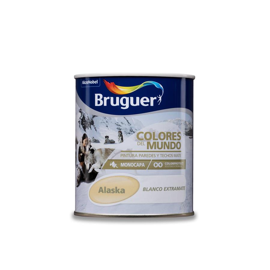 Pintura plástica de interior Alaska Blanco Extra Mate Bruguer 0,750L
