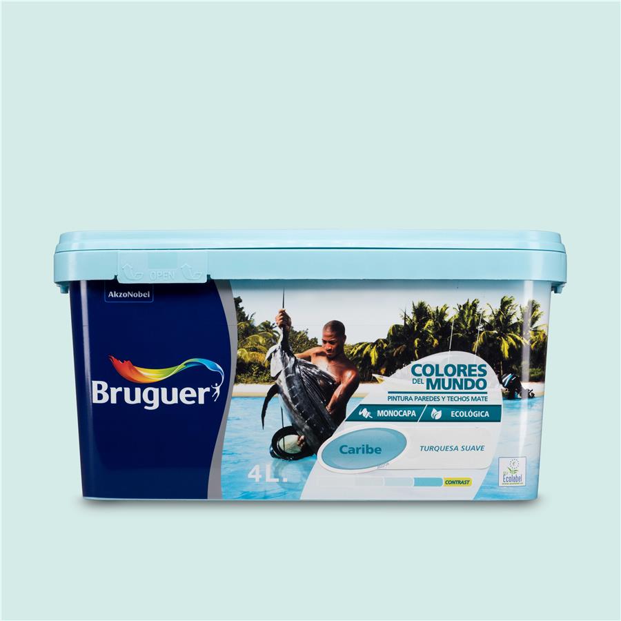 Pintura plástica de interior Caribe Turquesa Suave Bruguer 4L