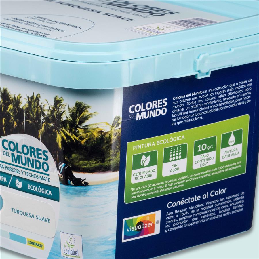 Pintura plástica de interior Caribe Turquesa Suave Bruguer 4L