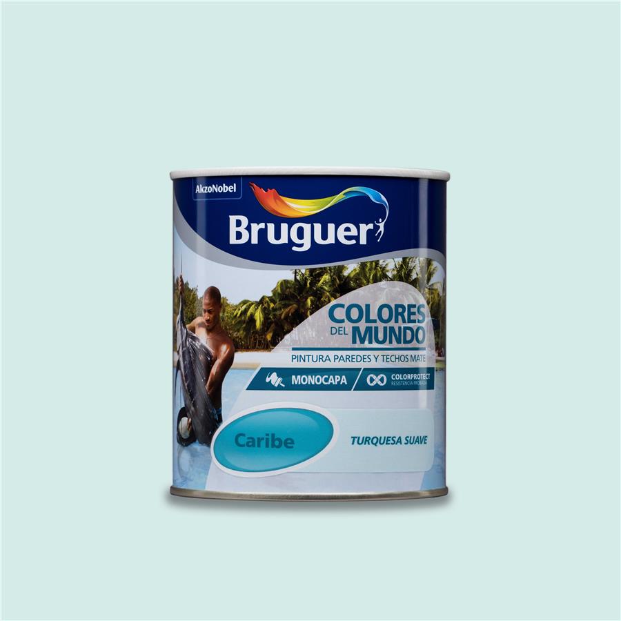 Pintura plástica de interior Caribe TurquesaSuave Bruguer 0,750L