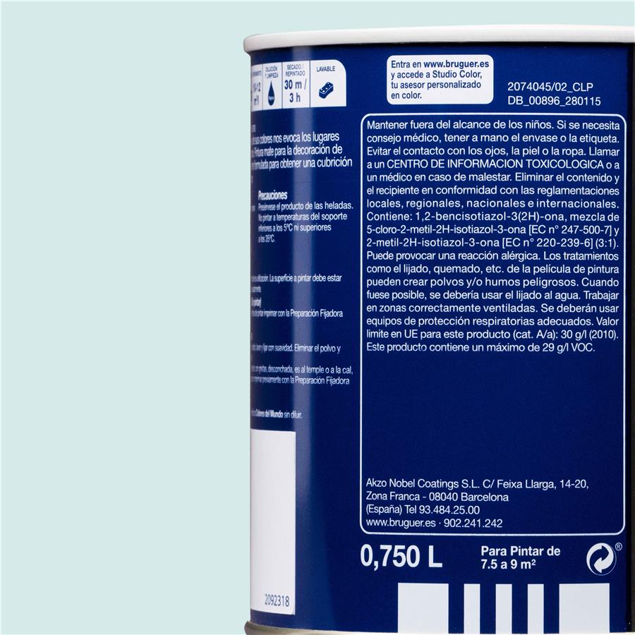 Pintura plástica de interior Caribe TurquesaSuave Bruguer 0,750L