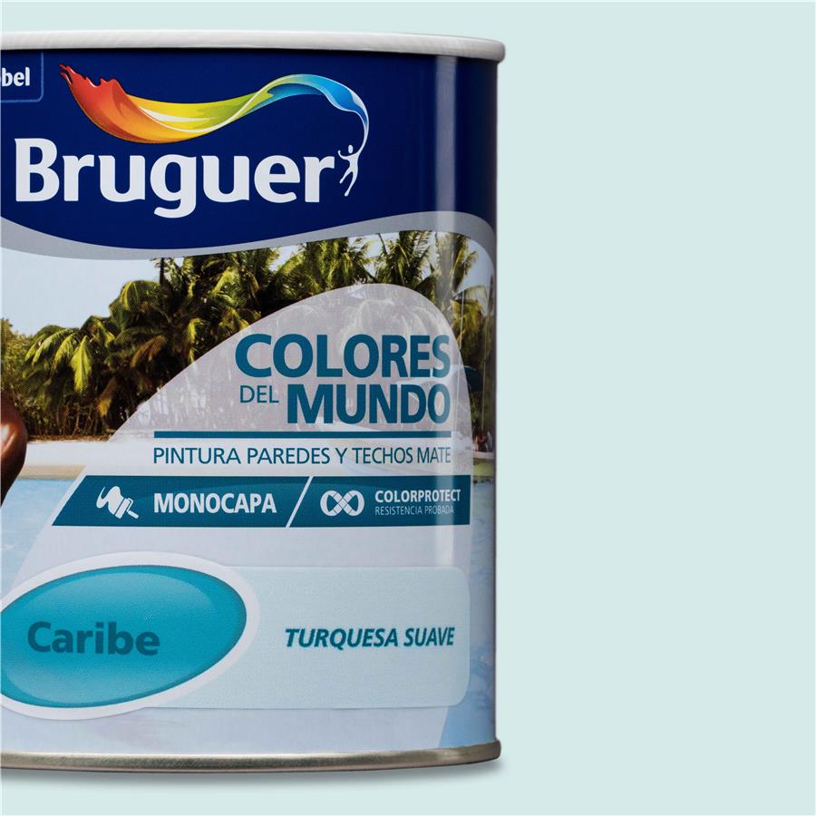 Pintura plástica de interior Caribe TurquesaSuave Bruguer 0,750L