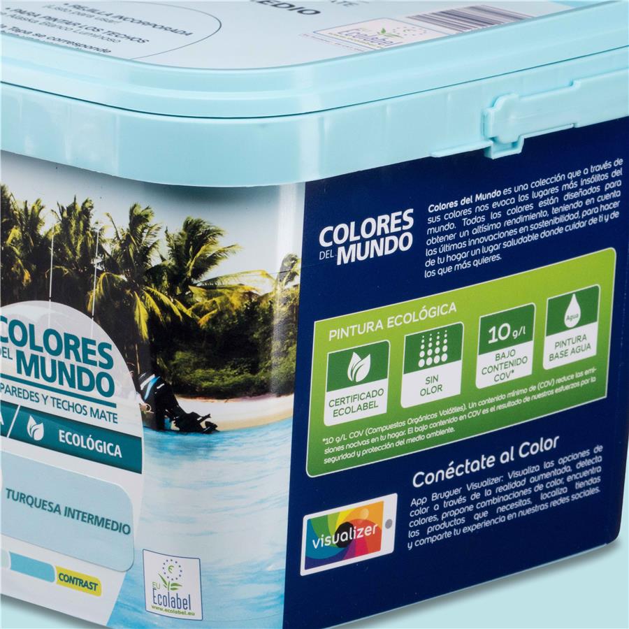 Pintura plástica de interior Caribe Turquesa Intermedio Bruguer 4L