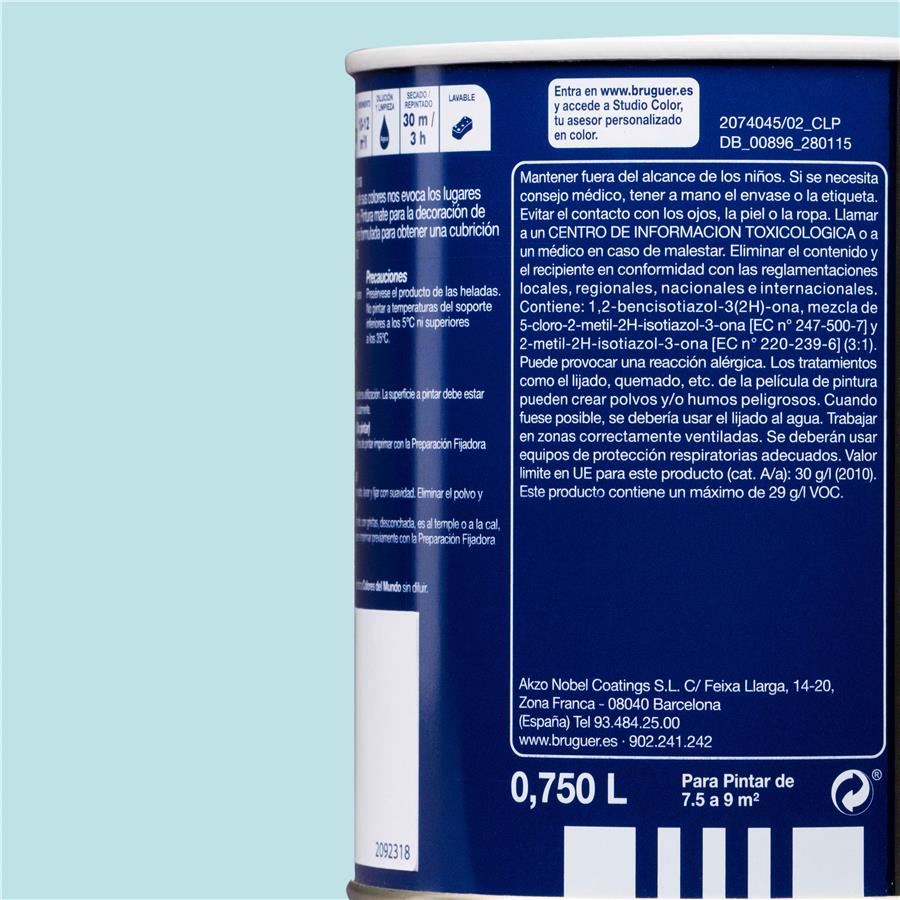 Pintura plástica de interior Caribe Turquesa Intermediol Bruguer 0,750L