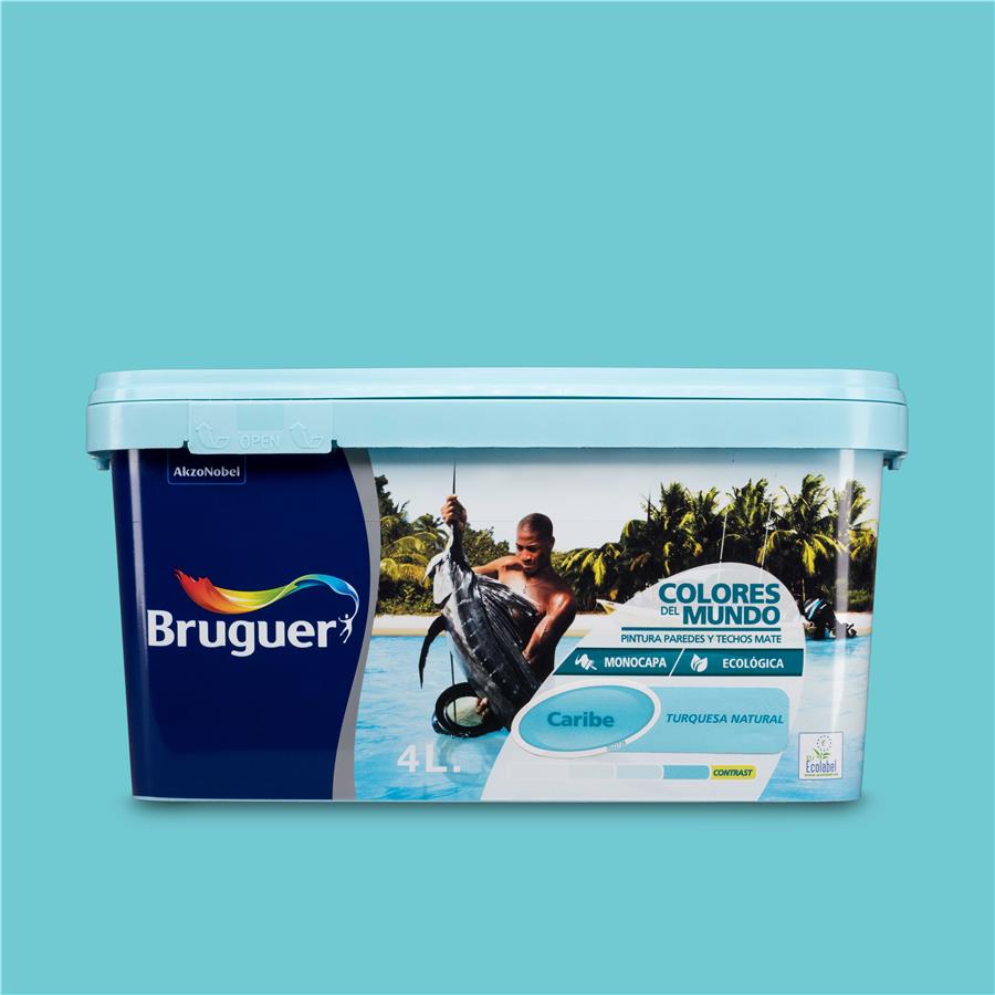 Pintura plástica de interior Caribe Turquesa Natural Bruguer 4L