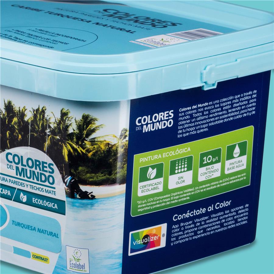 Pintura plástica de interior Caribe Turquesa Natural Bruguer 4L