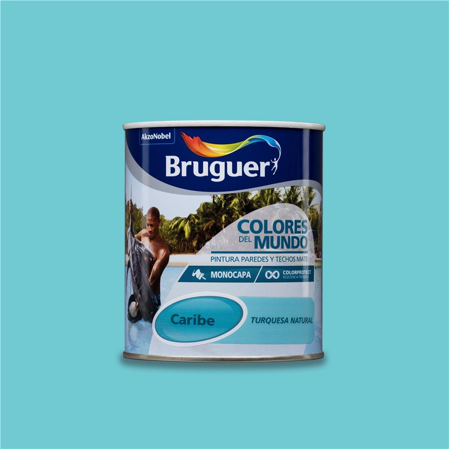 Pintura plástica de interior Caribe Turquesa Natural Bruguer 0,750L
