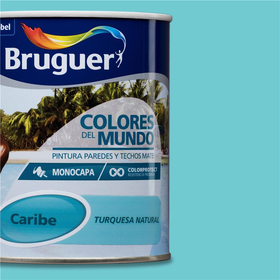 Pintura plástica de interior Caribe Turquesa Natural Bruguer 0,750L