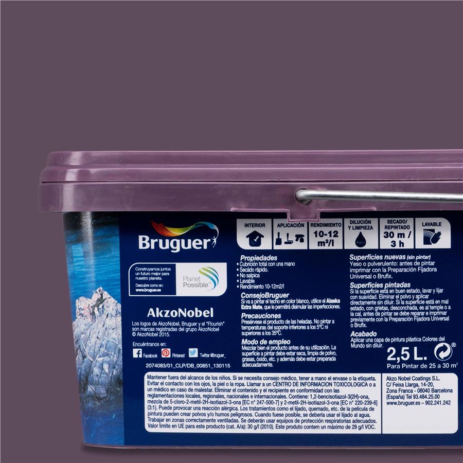 Pintura plástica de interior Mediterráneo Morado Capri Bruguer 2.5L