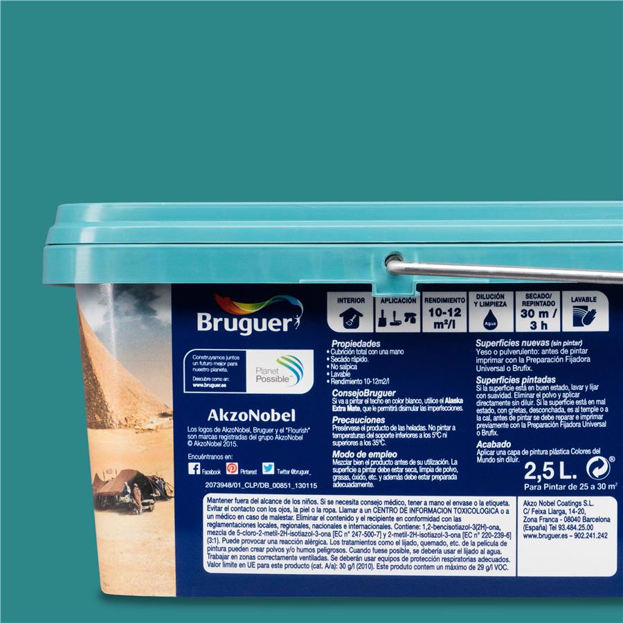 Pintura plástica de interior Egipto Verde Oasis Bruguer 2.5L