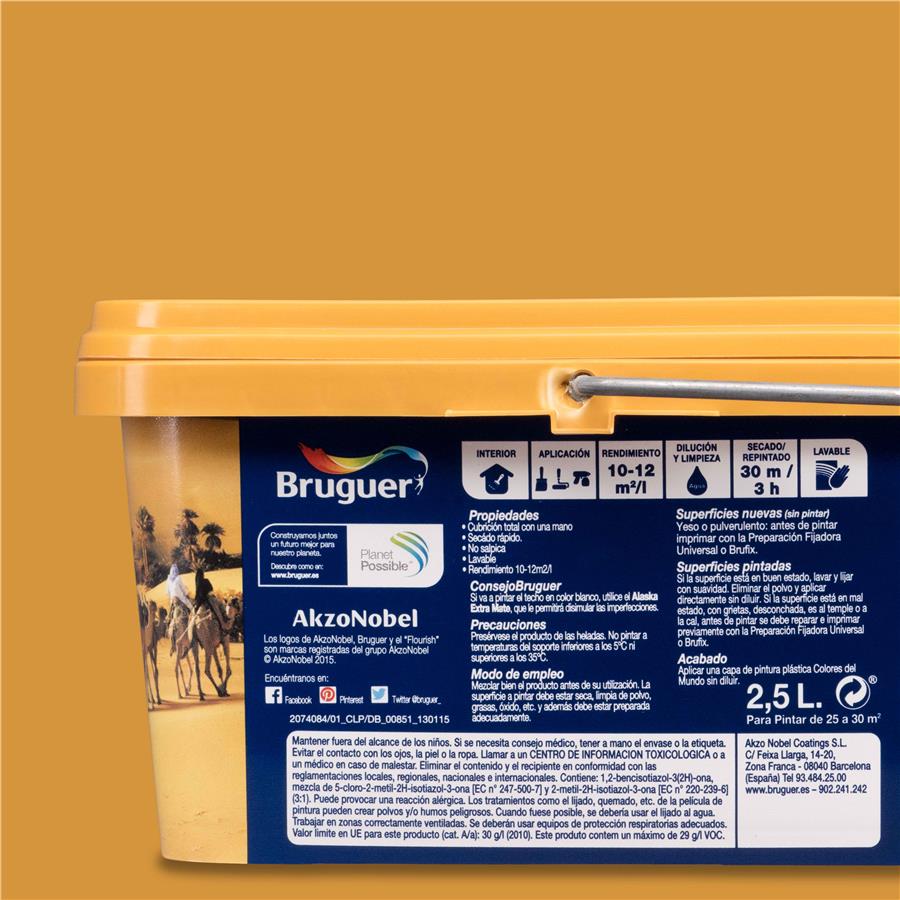 Pintura plástica de interior Sahara Amarillo Camel Bruguer 2.5L