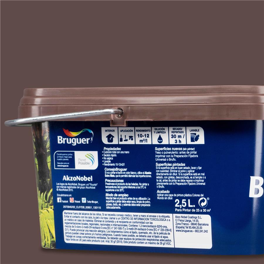 Pintura plástica de interior Amazonas Marrón Trópico Bruguer 2.5L