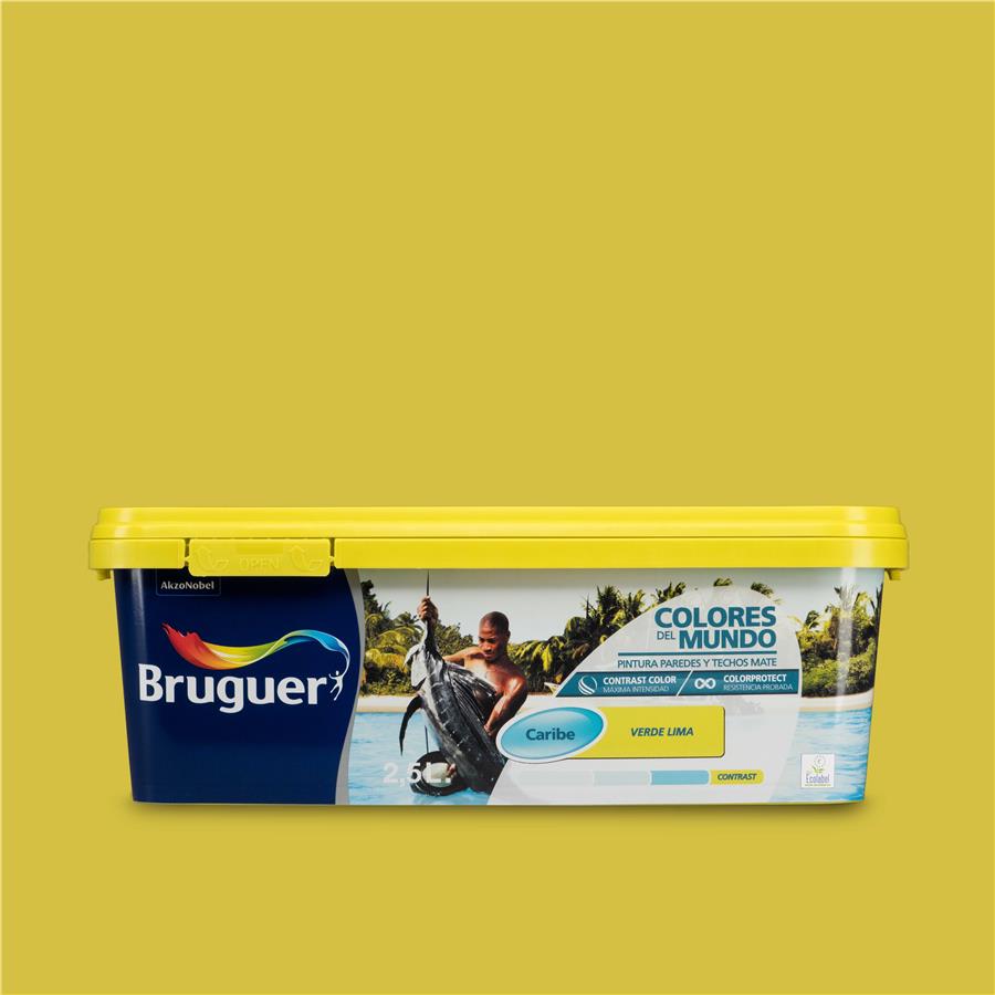Pintura plástica de interior Caribe Verde Lima Bruguer 2.5L