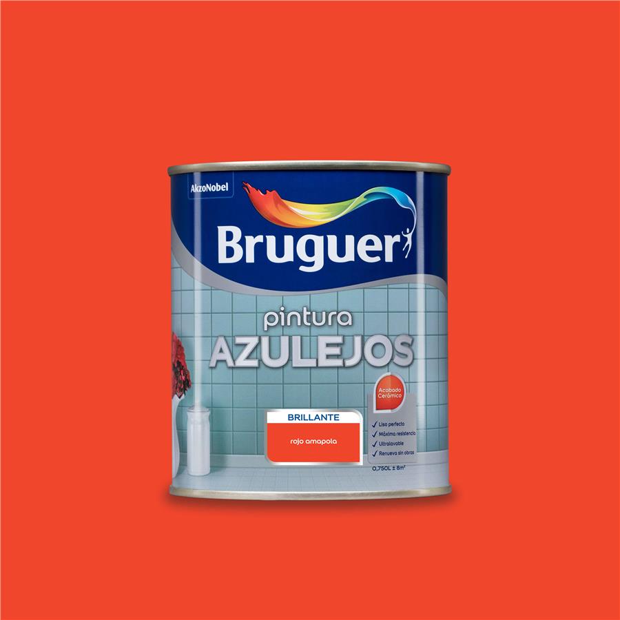 Pintura para azulejos Rojo Amapola Bruguer 0,750L