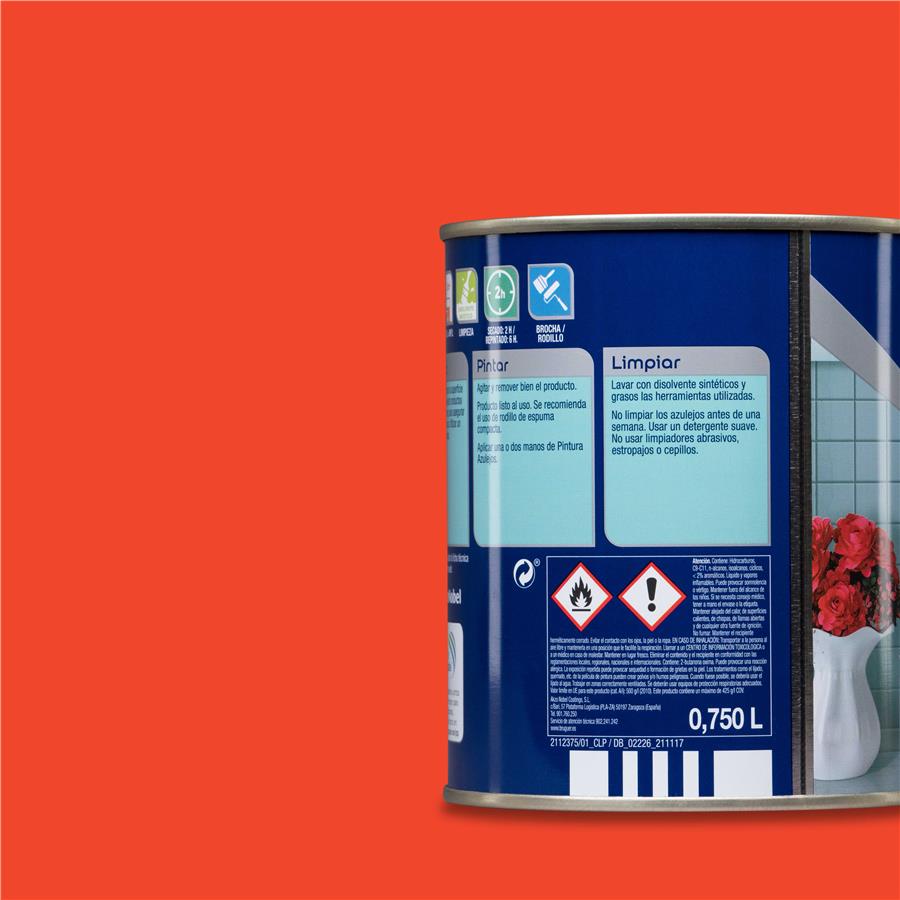 Pintura para azulejos Rojo Amapola Bruguer 0,750L