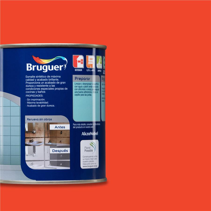 Pintura para azulejos Rojo Amapola Bruguer 0,750L