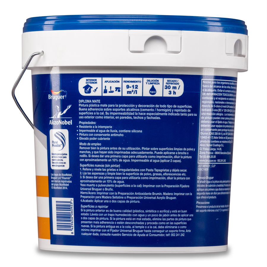 Pintura plástica de exterior - interior Blanco Mate Bruguer 10 L