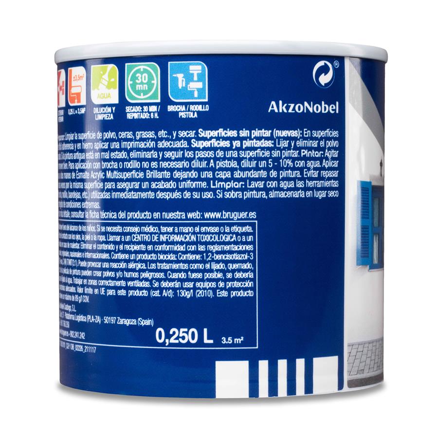 Esmalte Acryllic Multisuperficie Brillante Blanco Permanente 0,250L