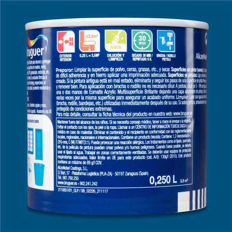 Esmalte Acryllic Multisuperficie Brillante Azul Luminoso 0,750L