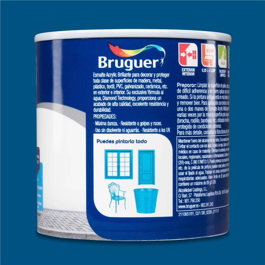 Esmalte Acryllic Multisuperficie Brillante Azul Luminoso 0,750L