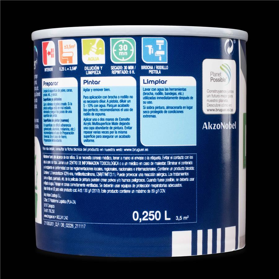 Esmalte Acryllic Multisuperficie Mate Negro 2,5L