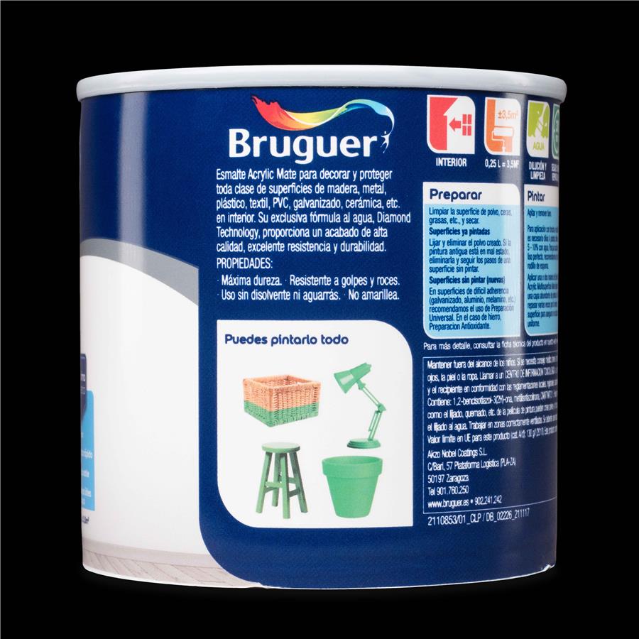 Esmalte Acryllic Multisuperficie Mate Negro 2,5L