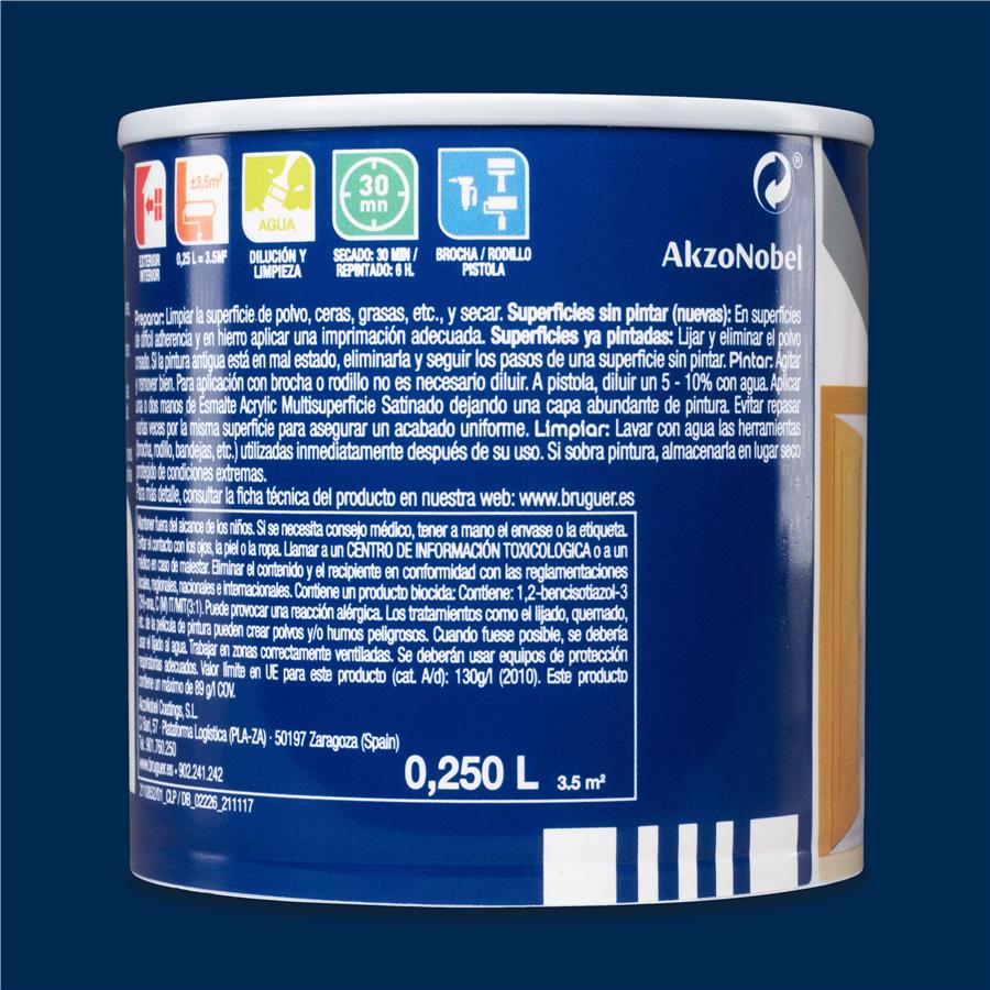 Esmalte Acryllic Multisuperficies Satinado Azul Cantábrico 0,250L