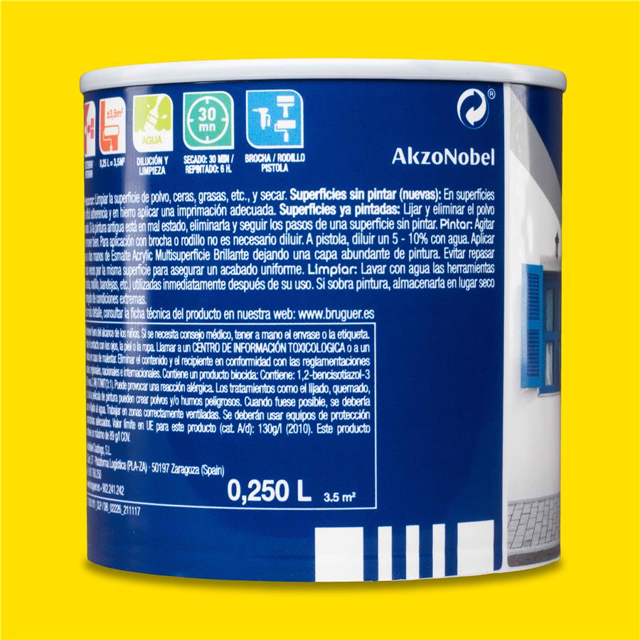 Esmalte Acryllic Multisuperficie Brillante Amarillo Limón 0,250L