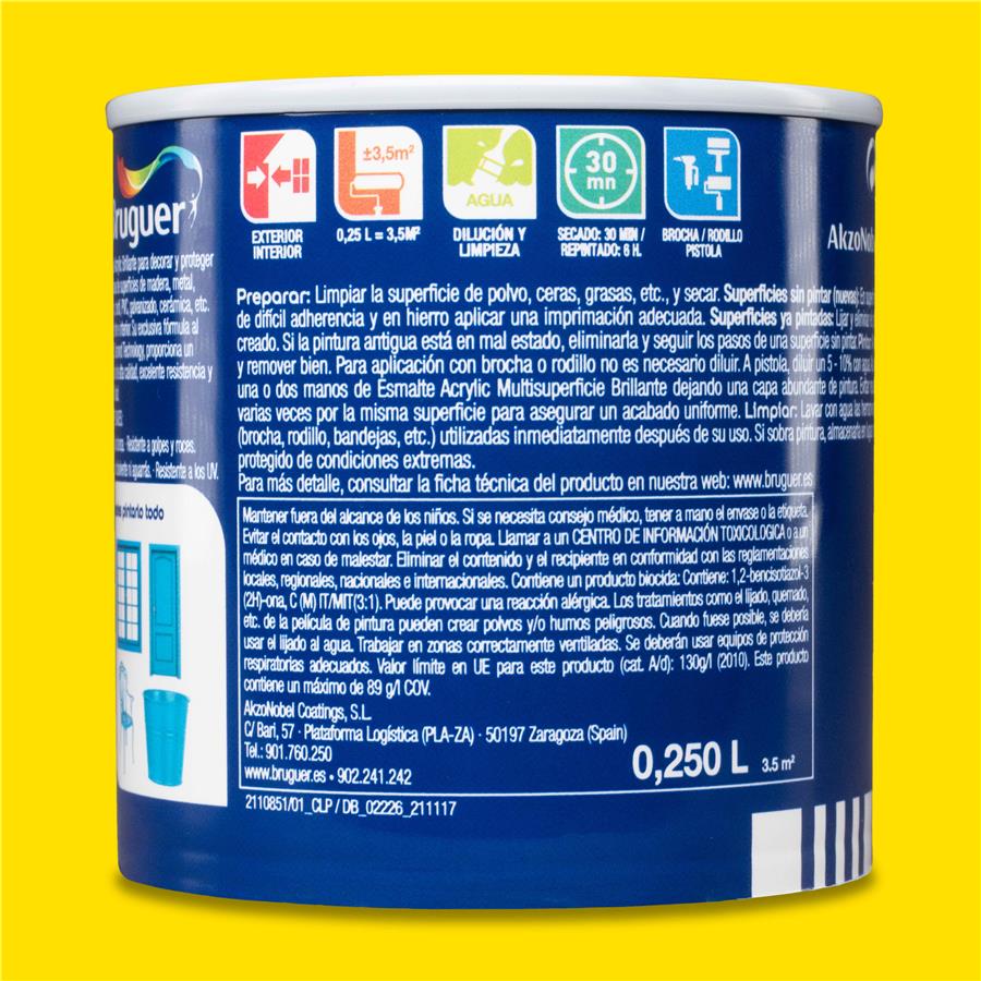 Esmalte Acryllic Multisuperficie Brillante Amarillo Limón 0,250L
