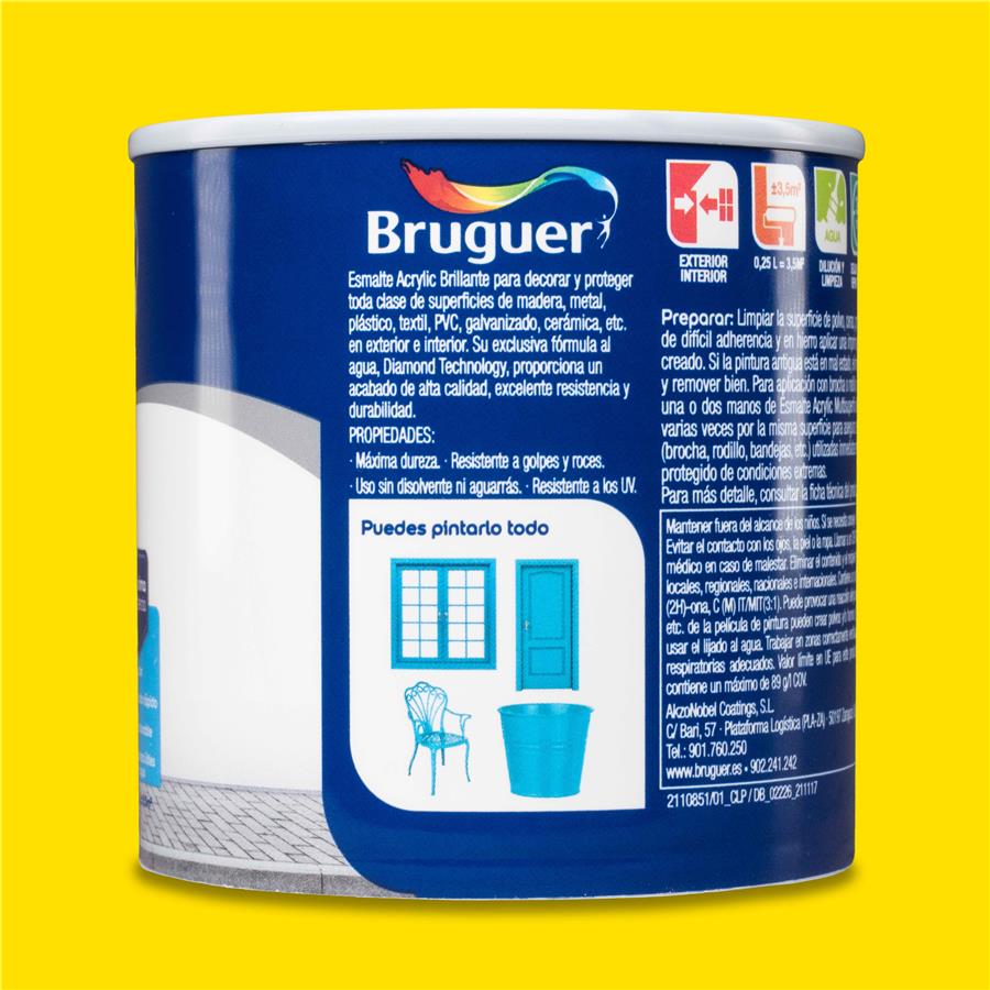 Esmalte Acryllic Multisuperficie Brillante Amarillo Limón 0,250L