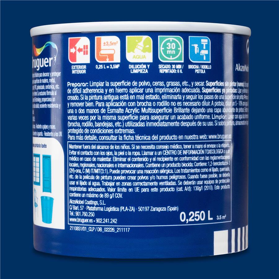 Esmalte Acryllic Multisuperficie Brillante Azul Marino 0,250L