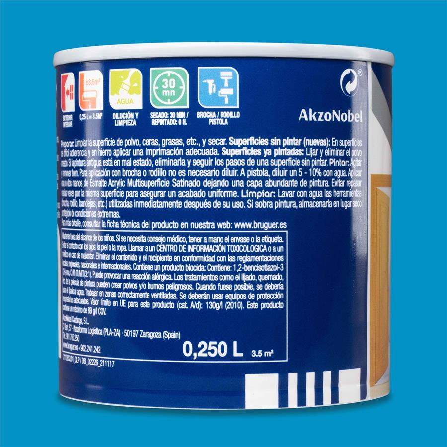 Esmalte Acryllic Multisuperficies Satinado Azul Cielo 0,250L