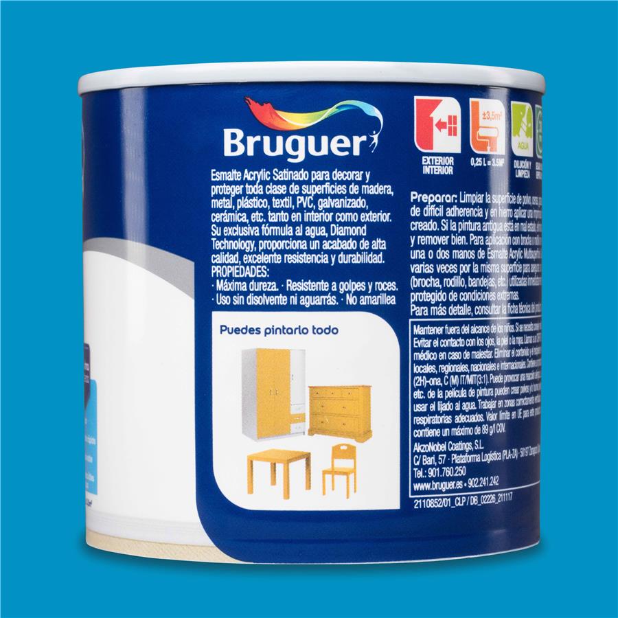 Esmalte Acryllic Multisuperficies Satinado Azul Cielo 0,250L