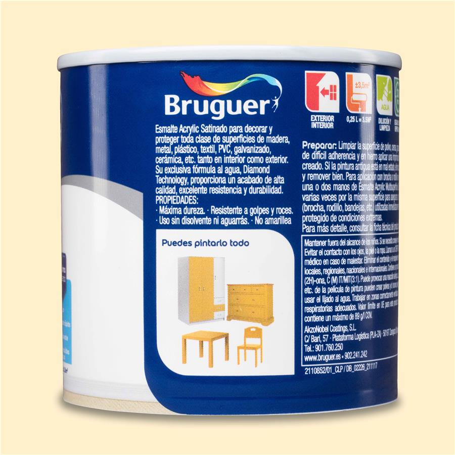 Esmalte Acryllic Multisuperficies Satinado Blanco Algodón 0,250L