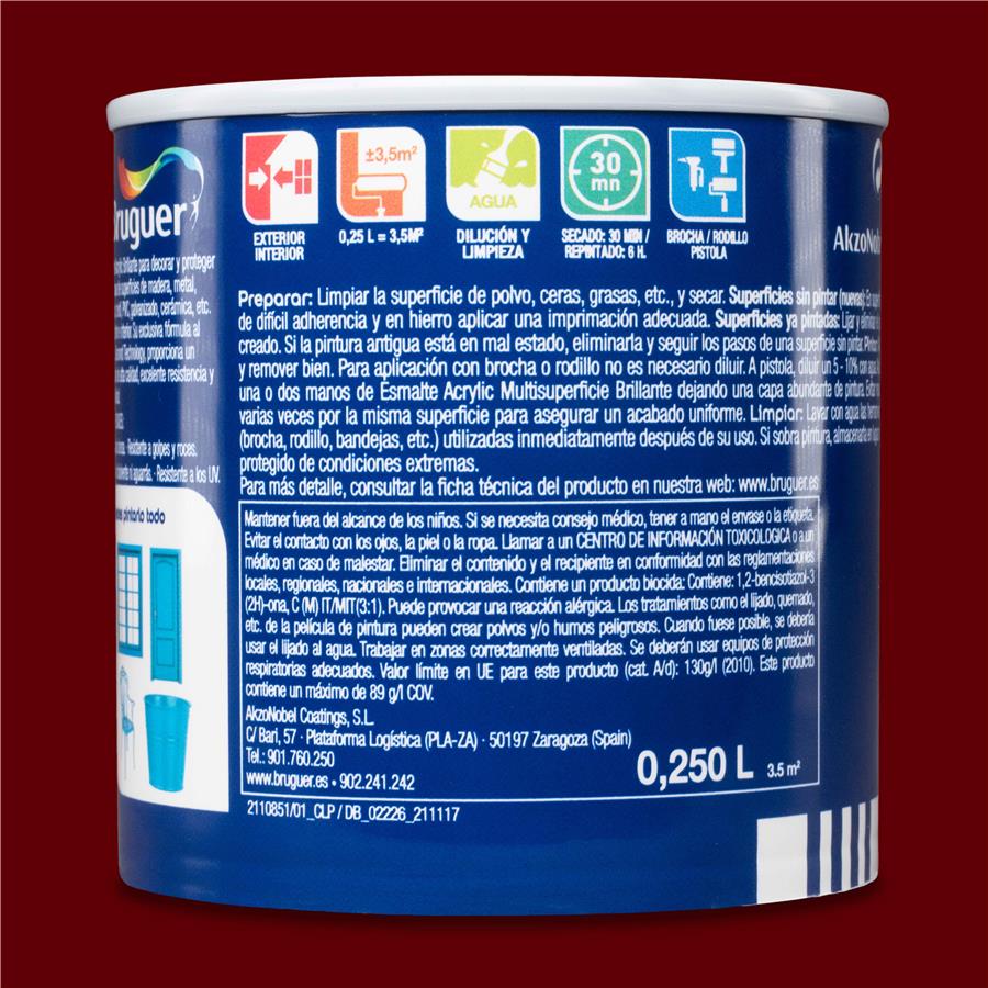 Esmalte Acryllic Multisuperficie Brillante Rojo Carruajes 0,250L