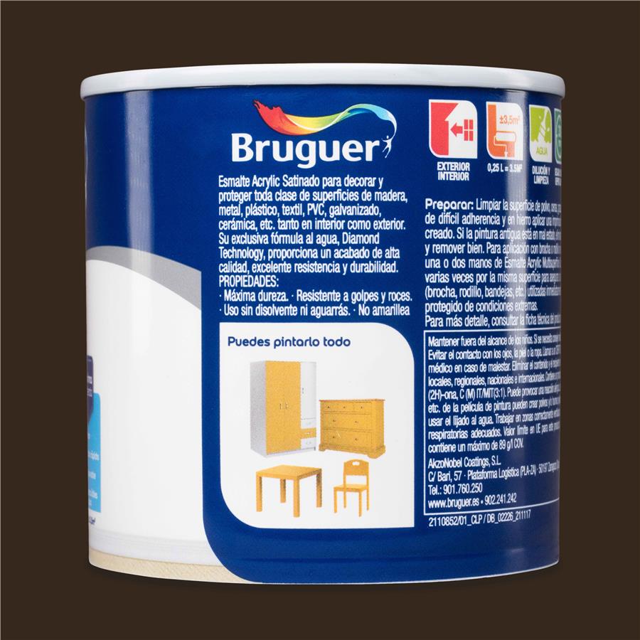 Esmalte Acryllic Multisuperficies Satinado Marrón Toscana 0,250L